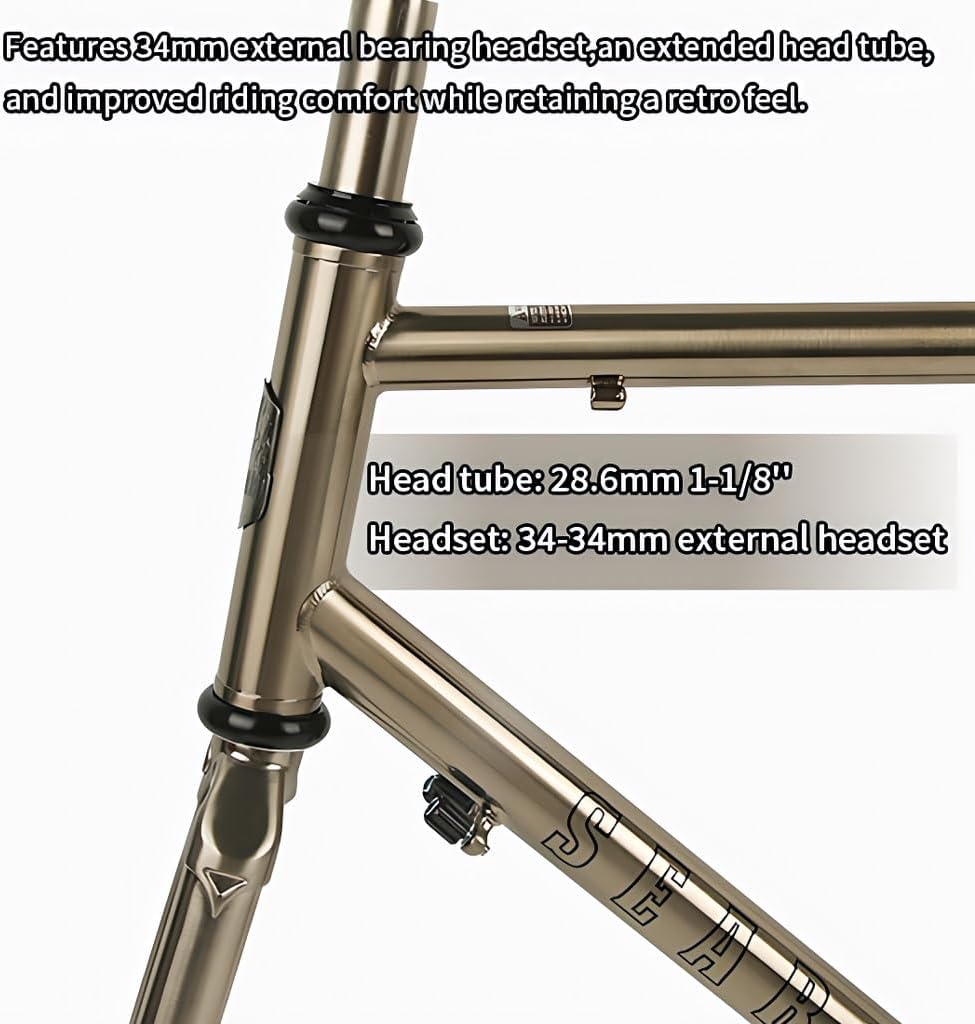 700C Road Bike Frameset 44cm 47cm 50cm 53cm 56cm Chrome-Molybdenum Steel Frame with Carbon Fork C/Rim Brake Quick Release 100/130mm