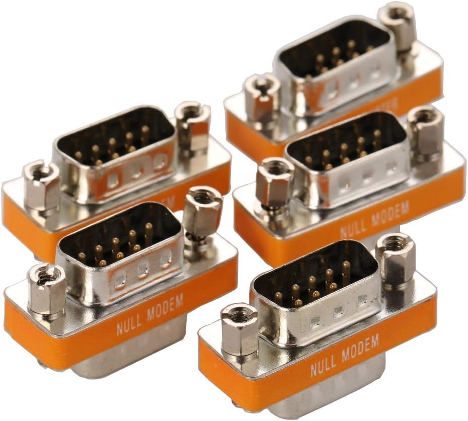 DB9 Null Modem Adapter Male to Male 5 Pack