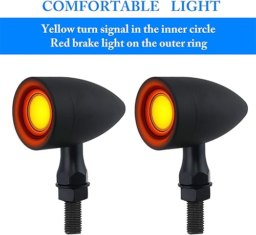 Miniatura 5 de Luces traseras LED para motocicleta, paquete de 2 unidades, bala retro, 40 LED, luz de freno roja ámbar, intermitentes universales para Harley