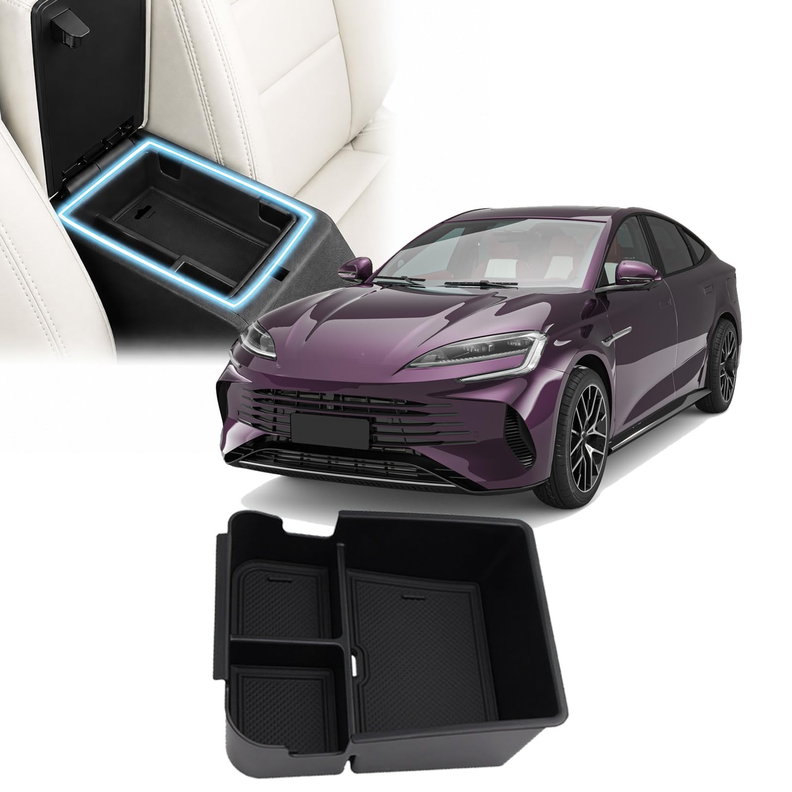 Caja almacenamiento consola central para coche Seal 07 DM-i 2024-2025, organizador lavable