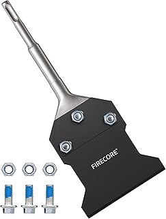 SDS Plus Floor Scraper with Spare Bolts and Nuts, Firecore 4 Inch x 10 Inch Rustproof Tile Removal Tool Thinset Remover Chisel Bits for Rotary Hammer Drill, Flooring Adhesives Remover FS23410B