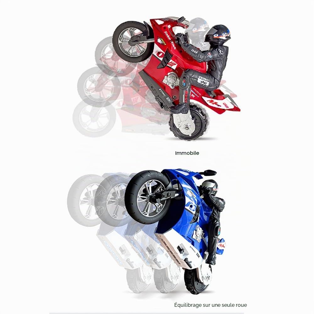 Goolsky Moto de cascade télécommandée auto-équilibrée 1/6 2,4 G moto télécommandée qui tourne en place / équilibre auto-stabilisant / drift à 360°
