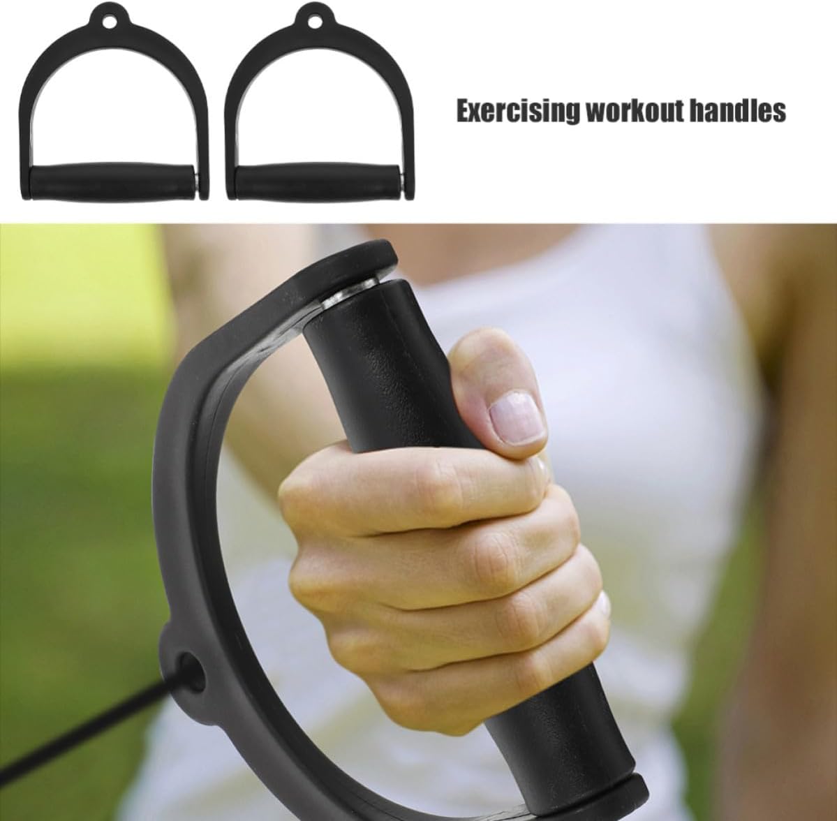 2pcs Ergonomic Exercising Cable Handles for Pulling Downs, Black Pair image 3