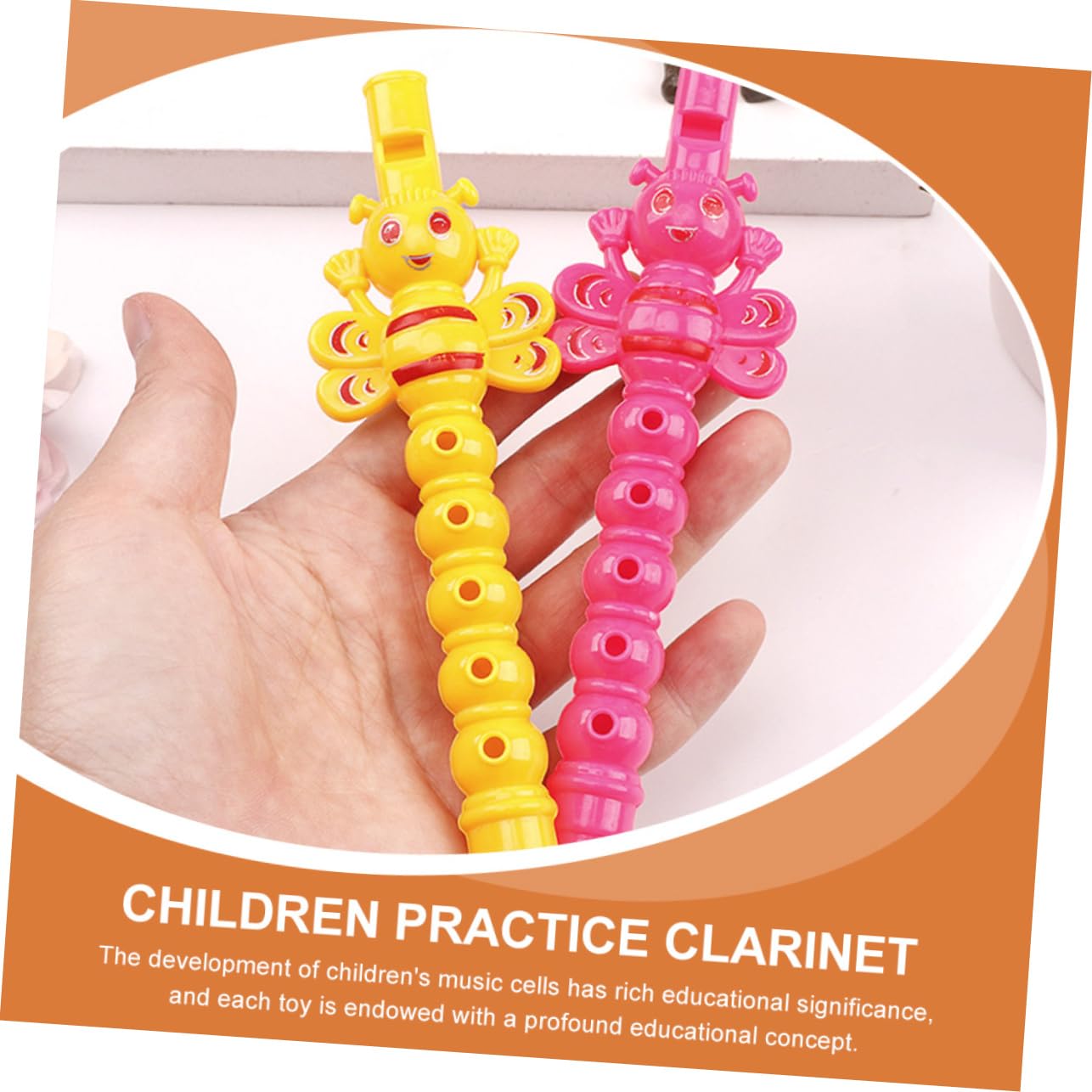 Kisangel 25pcs Boys and Girls Flute Toy Educational Clarinet 5-hole Clarinet Cartoon Design Musical Instrument Toy for Students Random