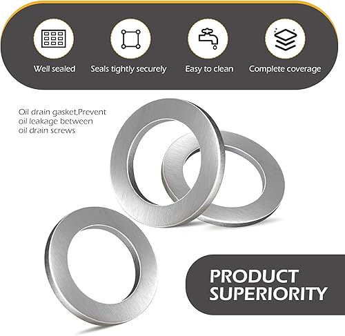 Miniatura 3 de Ferianl Arandela de Tapón de Drenaje de Aceite de 20 Piezas, Junta Arandela de Tapón de Drenaje de Aceite de Motor de Aluminio de 14mm (0.55 in),