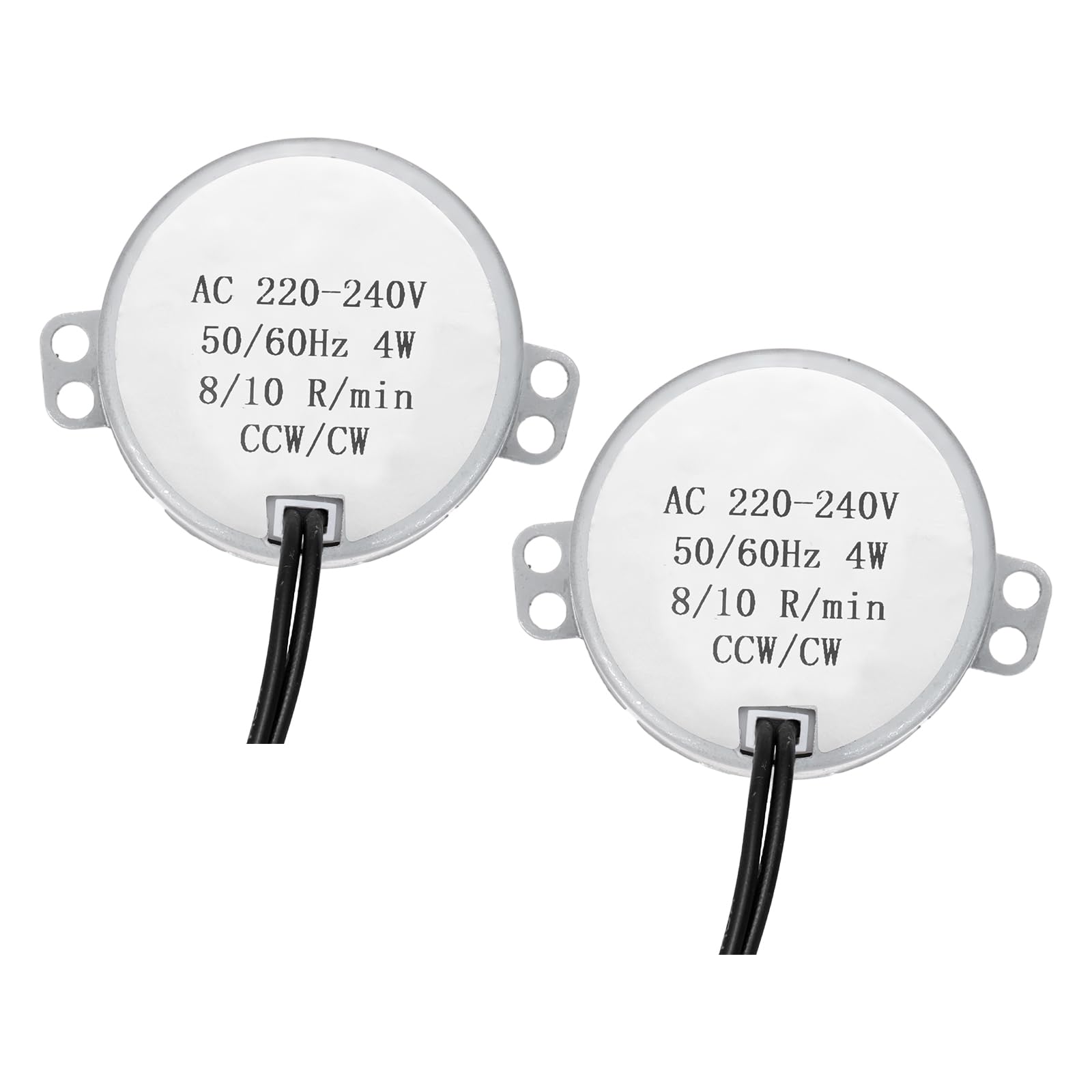sourcing map Synchronous Motor AC 220-240V Electric Motor 8-10RPM 50-60HZ CCW/CW 4W Single Flat Shaft Low Consumption Low Noise Motors for Handicrafts and Electric Fan Heater, 2 Pcs