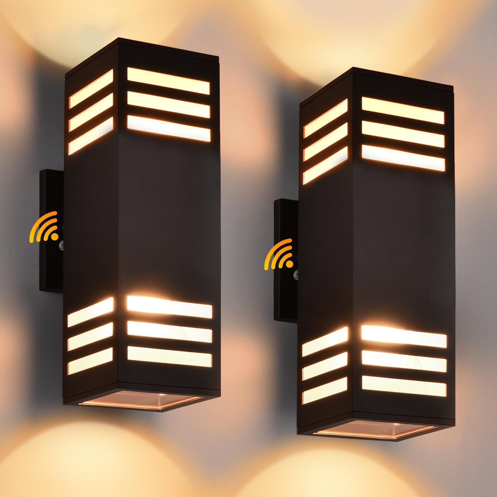Housen Solutions LED Dusk to Dawn Outdoor Lighting 2 Pack, Up Down Outdoor Wall Lights with Bulbs, IP65 Waterproof Sensor Exterior Light Fixture Wall Sconce for Porch, Bronze