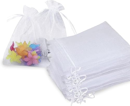 Miniatura 9 de Stratalife Bolsas de organza de malla transparente de 5 x 7 pulgadas con cordón para recuerdos de fiesta de boda, almacenamiento de joyas, 100