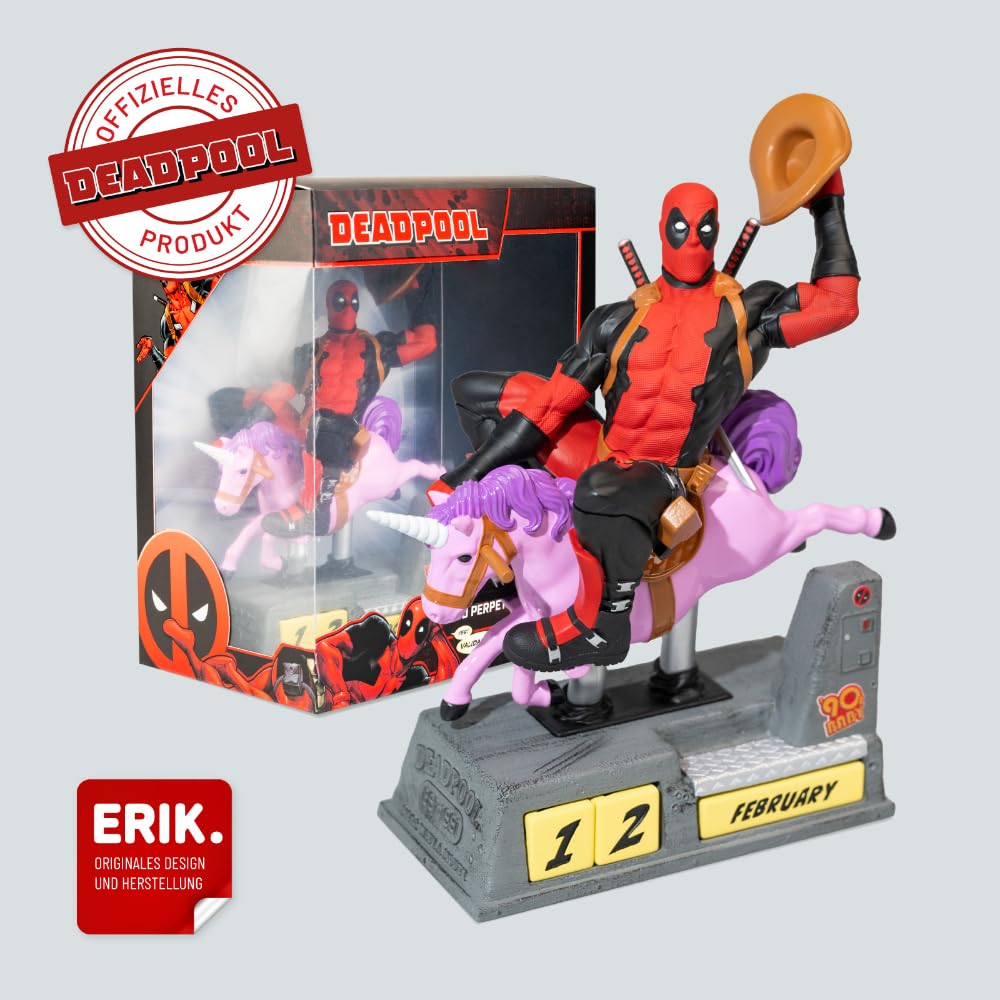 Grupo Erik Ewiger Kalender Marvel Deadpool Figur - 3D Kalender Tischkalender zum Aufstellen - Dauerkalender - Offizieller Marvel Fanartikel Büro Deko
