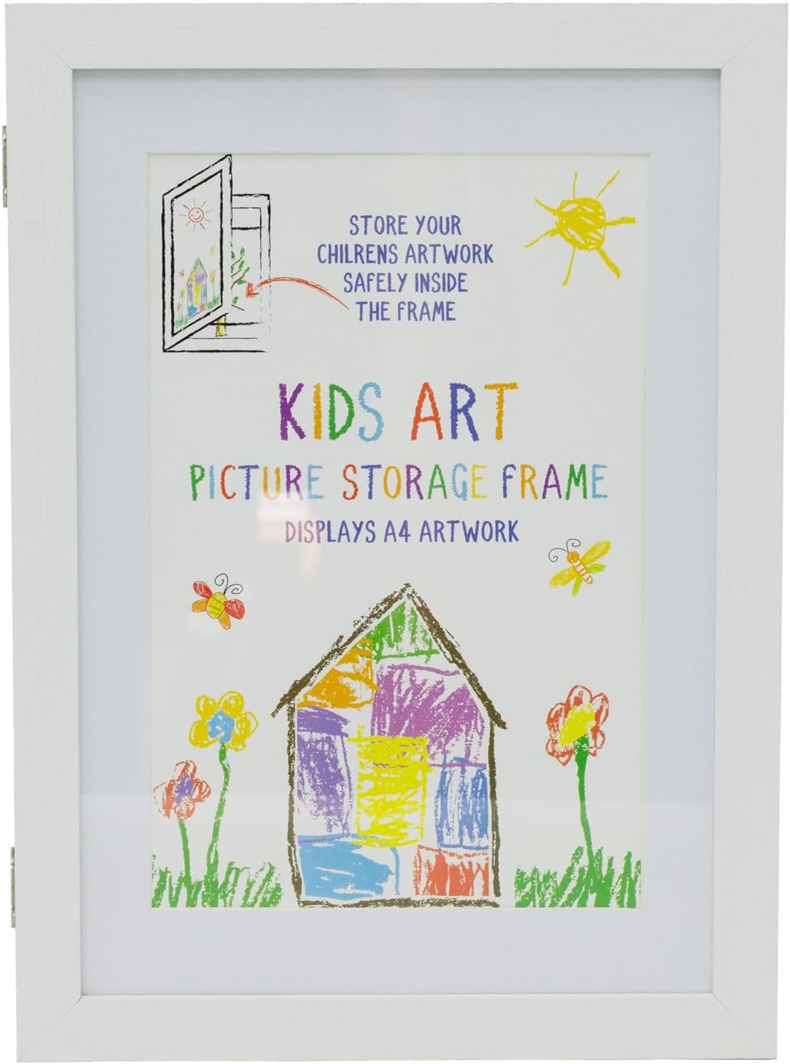 Kids White A4 Artwork Display Frame | Front Opening Children's Changeable Picture Storage Frame | Displays A4 Artwork