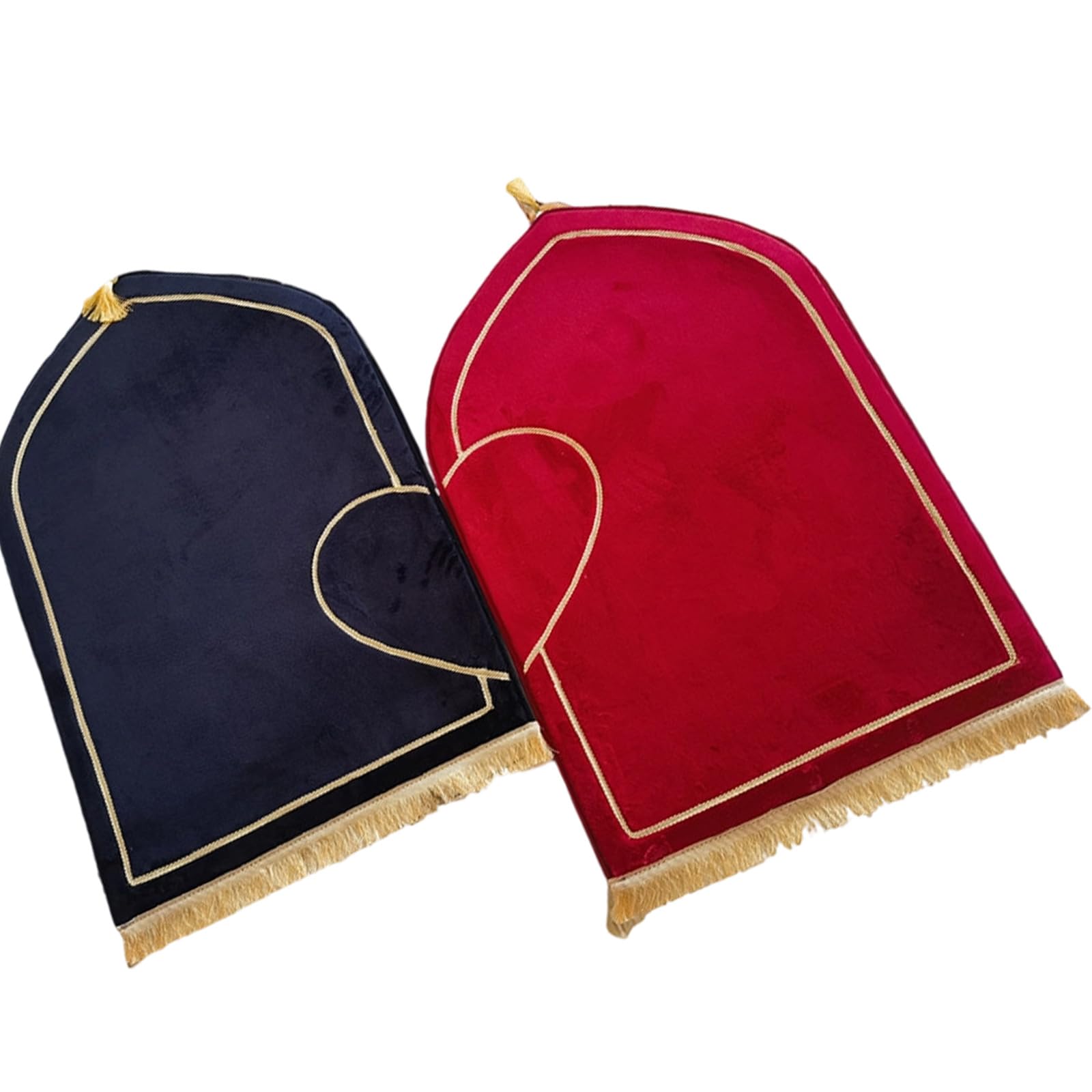 Lot de 2 tapis de prière en flanelle épaisse avec motif demi-cœur pour couple de musulmans, religieux, islamiques, culte, décoration d'intérieur, tapis de prière pour couple