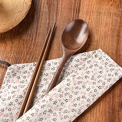 Xytmy Reusable Wooden Spoons Chopsticks 4 Sets With Case Handmade Chinese Korean Japanese Dinnerware Ramen Eating Combinations Utensil Asian Flatware Tableware Cutlery Set, Food Safe Non Toxic #TOP6