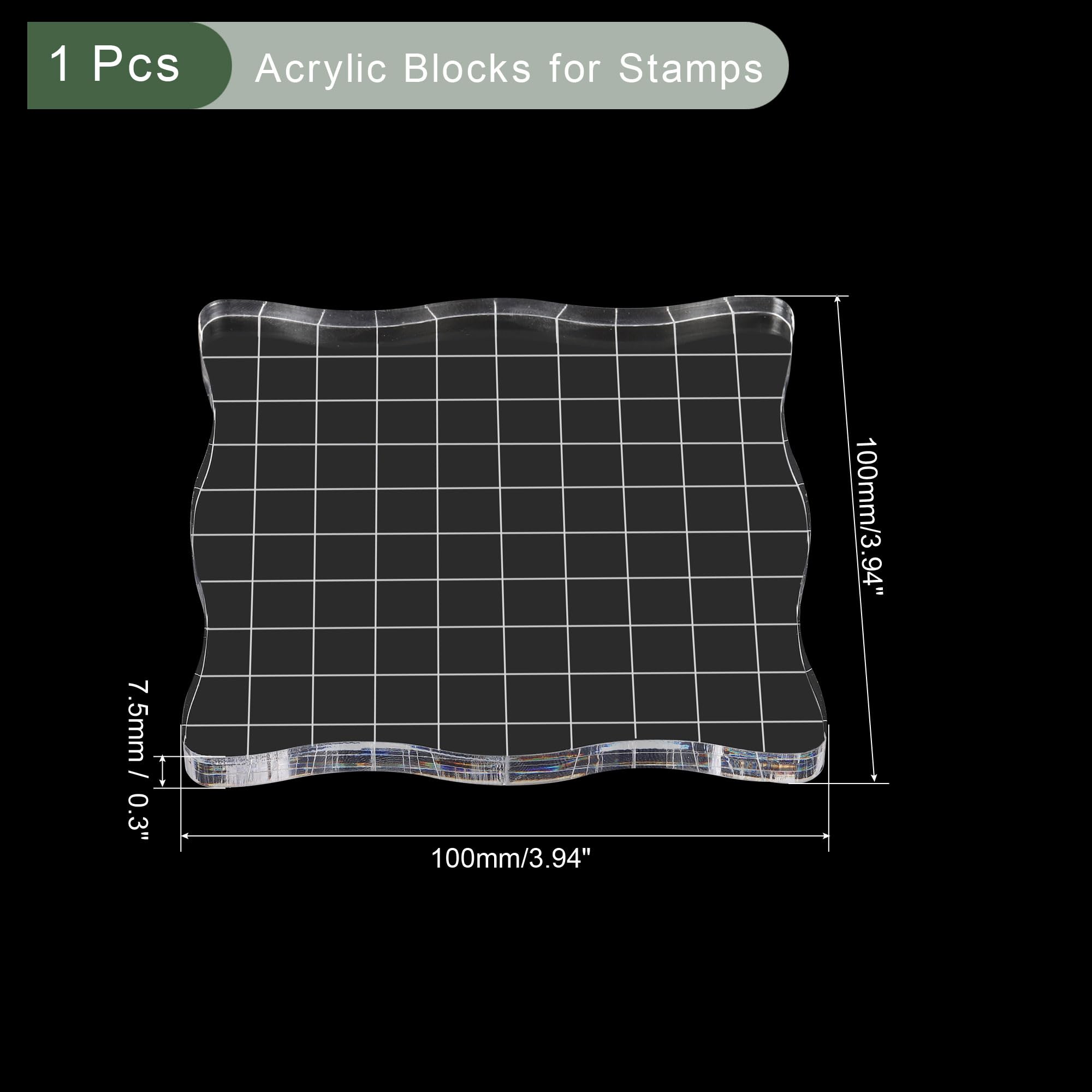 YOKIVE Acrylic Stamp Block with Grid Lines Decorative, Transparent Acrylic Blocks Wave, Great for Daily DIY Crafts - Image 2