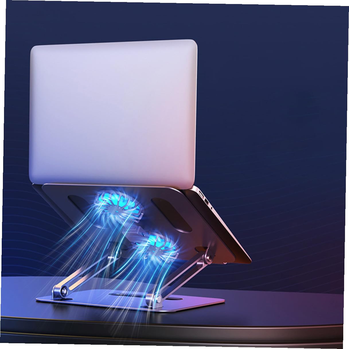 ibasenice Supporto Fresca in Lega di Alluminio per Laptop di Raffreddamento e Doppia Ventola e Design Ventilato Regolabile Estiva Confortevole Creare Un'atmosfera Estiva Fresca e