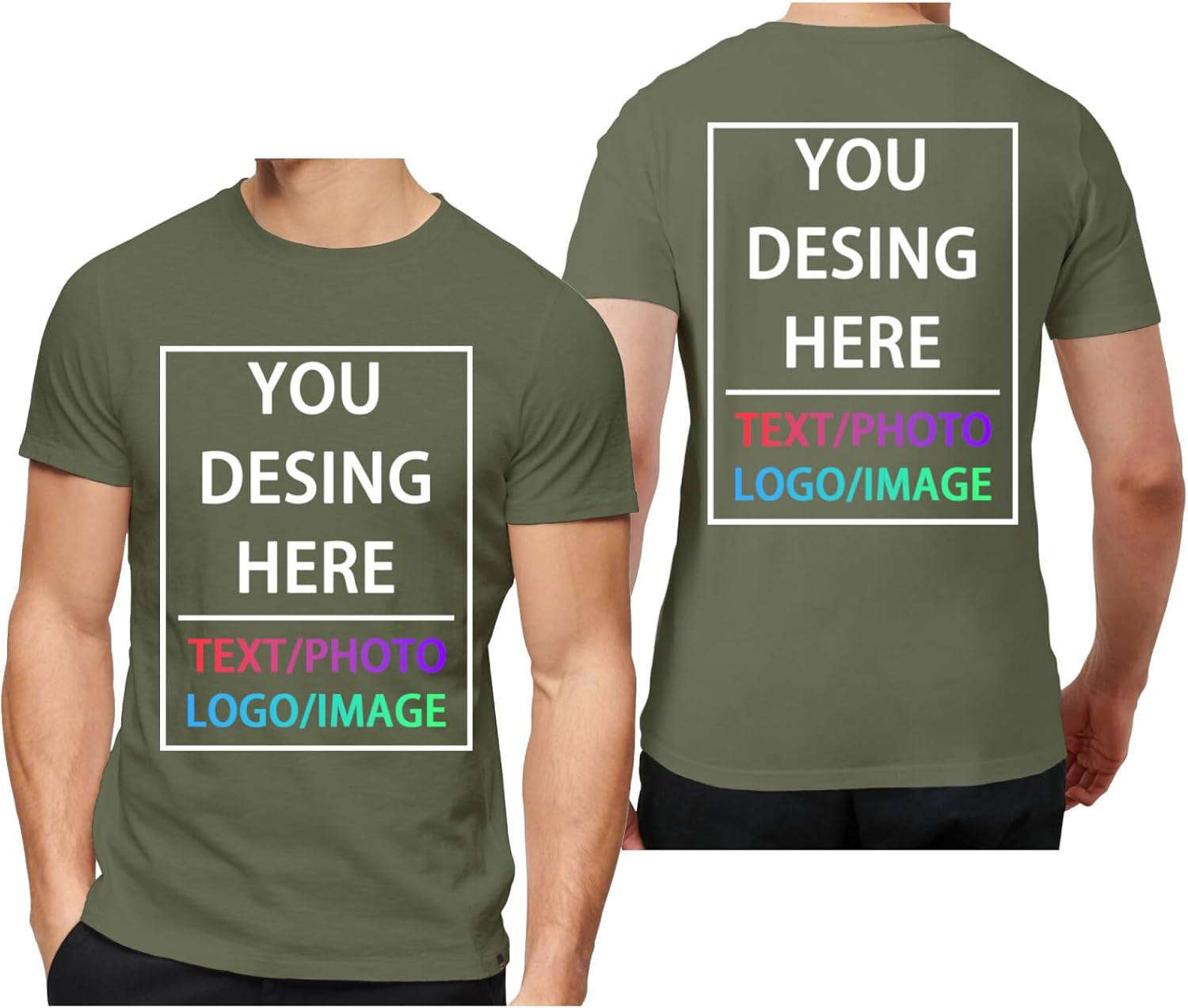 Custom T Shirts for Men Women, Design Your Own Shirt, Personalized Add Text Image Logo to Front and Back