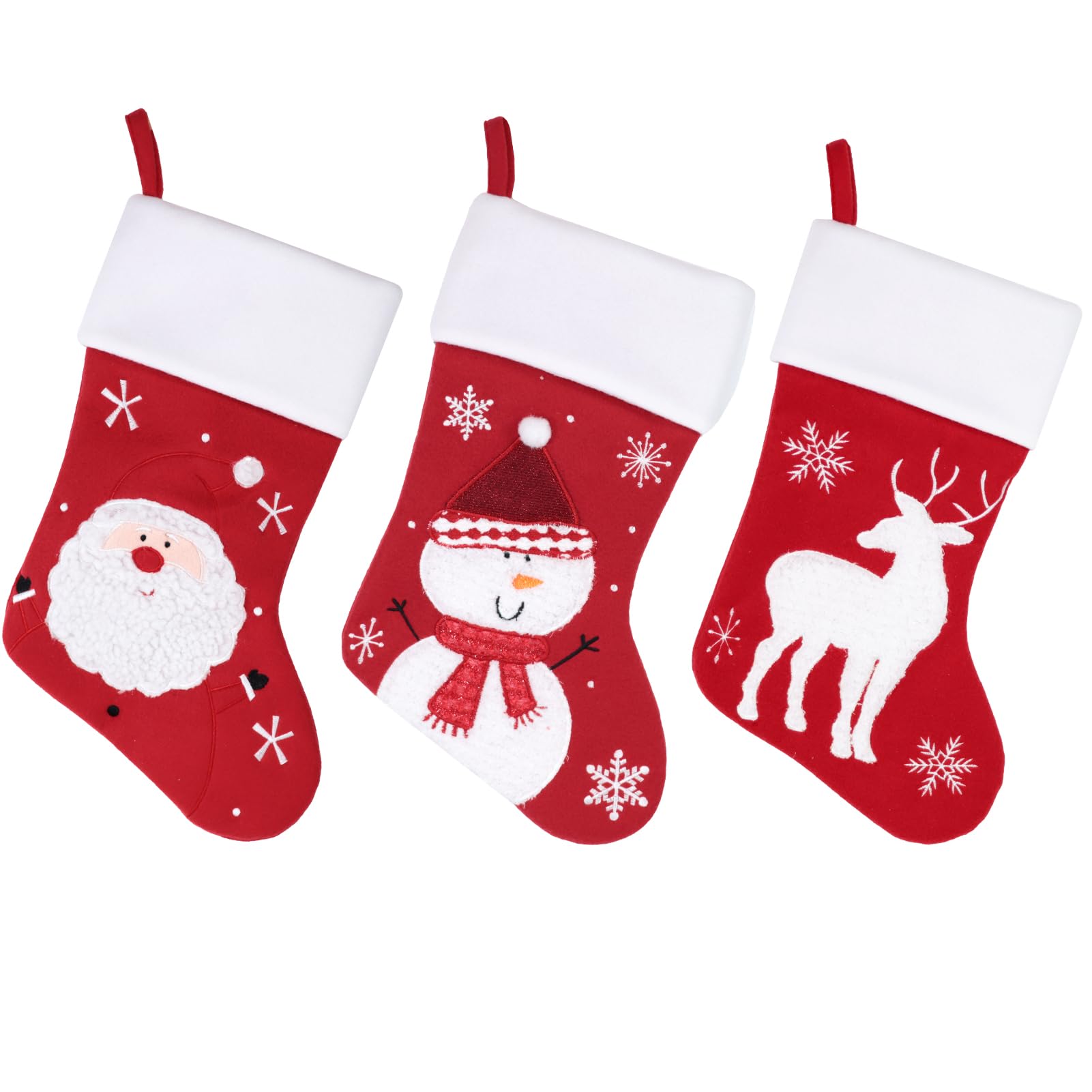 Christmas Red White Stockings 3 Pack, 18
