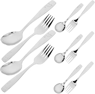 Zerodeko 5 Juegos Juego De Vajilla Para Pequeños Alimentación Tenedor y Cuchara Tenazas Lámina Cucharas Para Cuchara Para Pequeños Pequeño Silver Acero Inoxidable 410