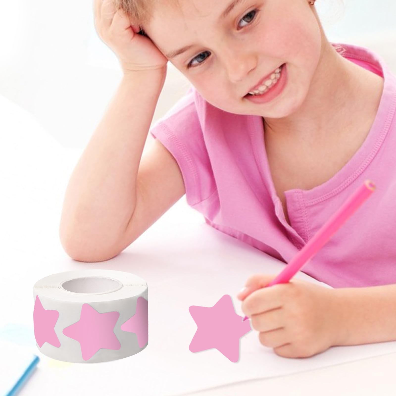 Snapklik.com : Pink Star Stickers - 500 Pcs, 1 Inch Writable, Removable ...