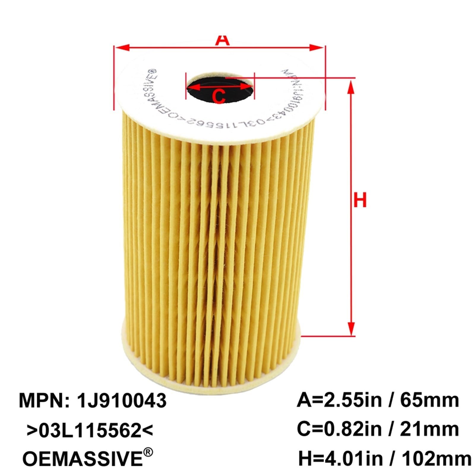 Filtro de aceite giratorio 3 filtros de aceite de motor 03L115562 03L115466. Compatibles con Audi A1, A3, Q3, Q5 y ​​TT; VW Beetle; Eos; y Golf MK5 y MK6.