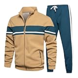 Men&apos;s Sweat Suit 2 Piece Outfit Casual Contrast Sports Jogging Tracksuits Set