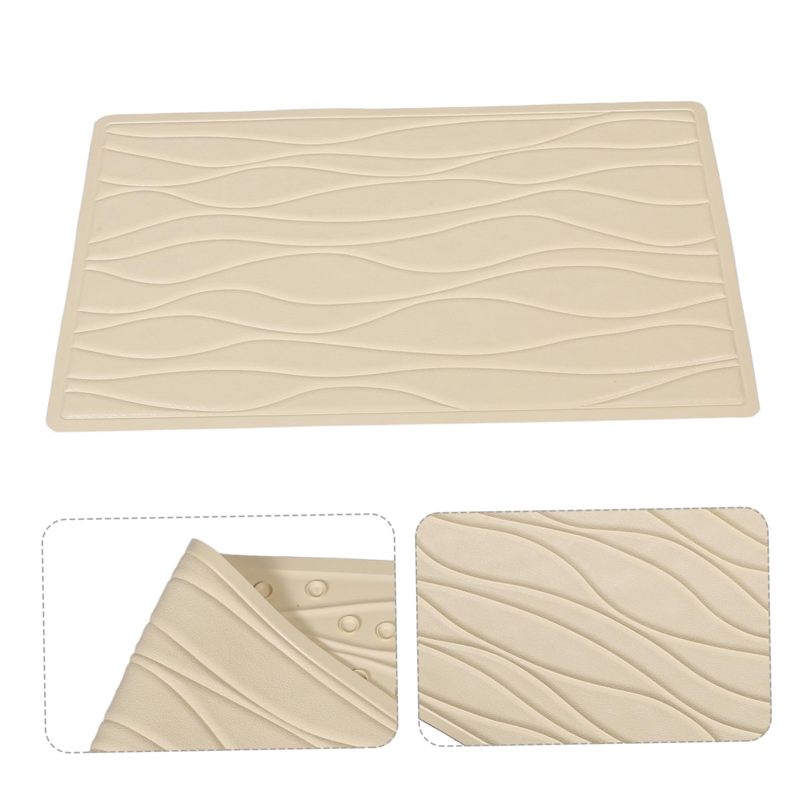 FRCOLOR Alfombra de Bañera Antideslizante de Goma Beige con Ventosas, Adecuado para Ducha y Baño en Casa, Cómoda y Segura