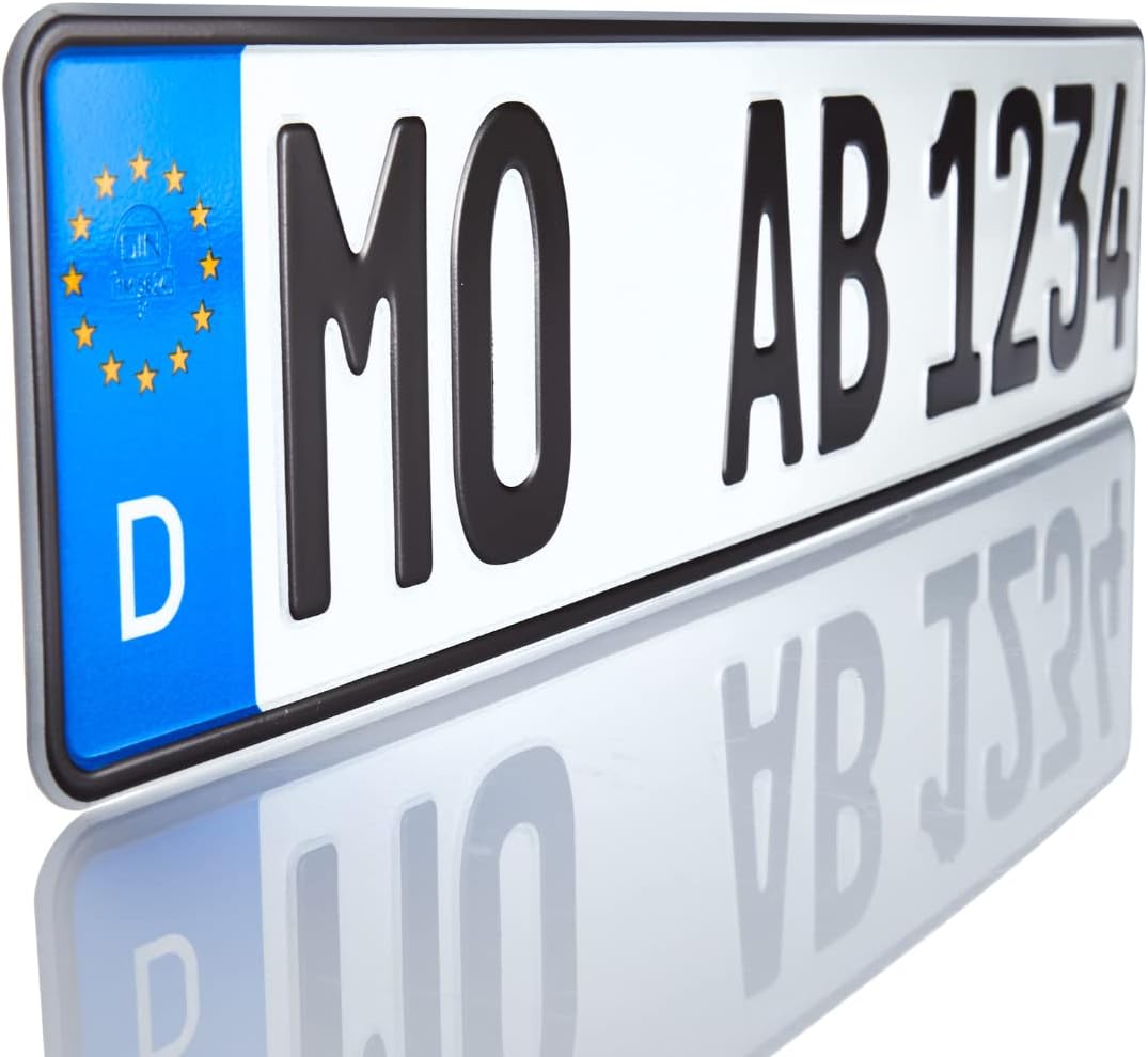 1 DINzertifiziertes KfzKennzeichen in der StandardGröße 520x110 mm passend für alle Deutschen