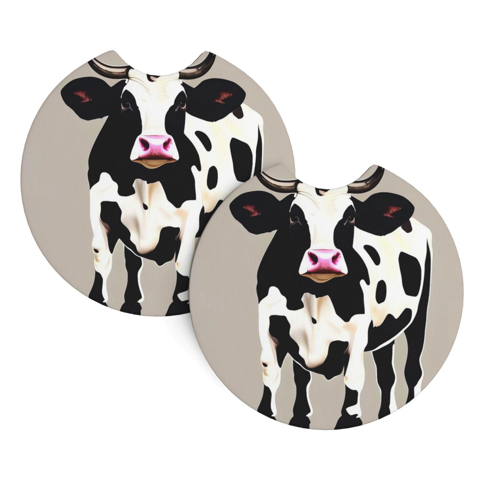 2 Pack Car Coaster for Cup Holders Cow Black spot Car Cup Coaster 2.7" Neoprene Non-Slip Automotive Cup Mat Universal Auto Car Interior Accessories for Women Men Cup Pad