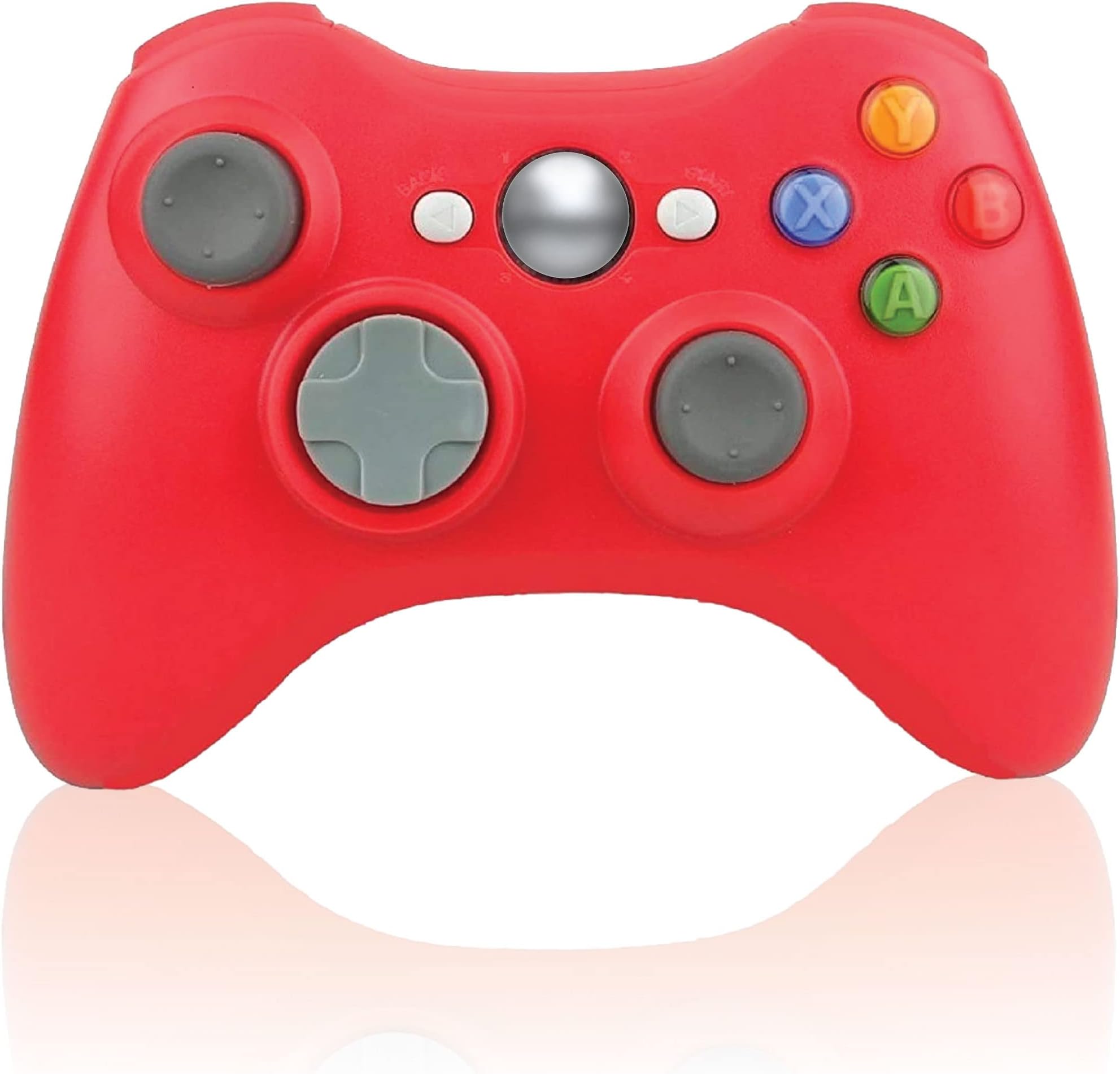 BEK Controller replacement for Xbox 360 Controller Wireless Remote Gamepad Non-Slip Joystick Thumb Grips Double Shock Live Play Compatible with Microsoft Xbox 360 Slim PC Windows 10 8 7 Color (Red)