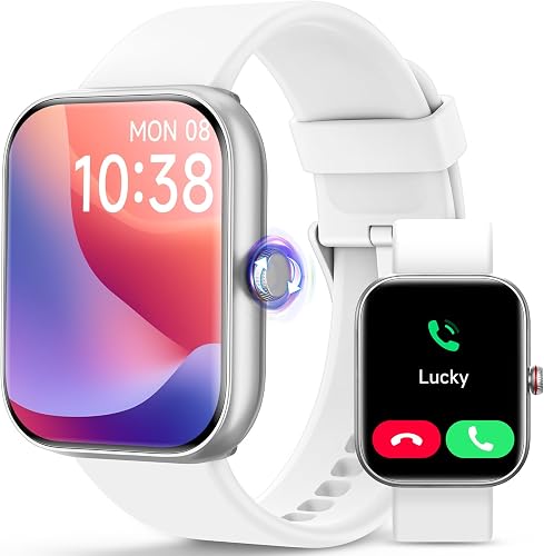 Smart Watch for Android iOS Phones Compatible, 1.91’’ HD Display Smartwatch for Women Men Built-in Alexa(Answer/Make Calls), Fitness&Sleep Tracker, Heart Rate Monitor, 115+ Activity Mode, White