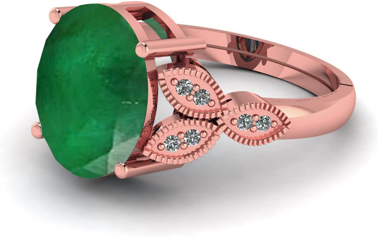 LMDPRAJAPATIS 5.25 Ratti Natural Emerald Gemstone Rose Gold Adjustable Ring For Men And Women