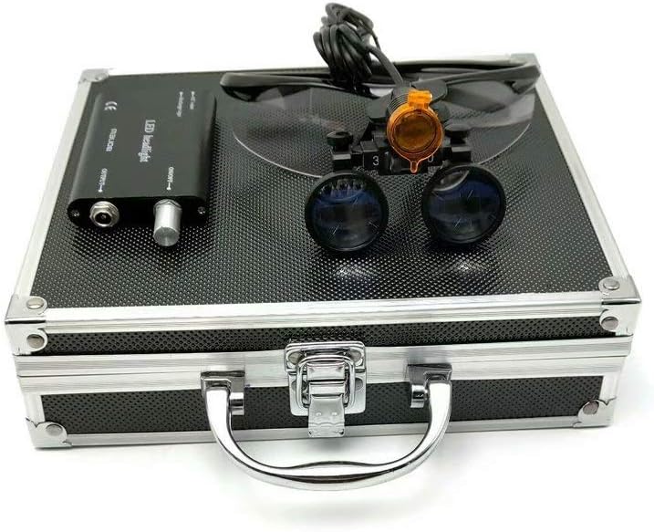 3.5X 420 Binocular Loupes Magnifier Glasses Blue + LED Head Light