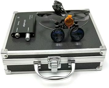 3.5X 420 Binocular Loupes Magnifier Glasses Blue + LED Head Light