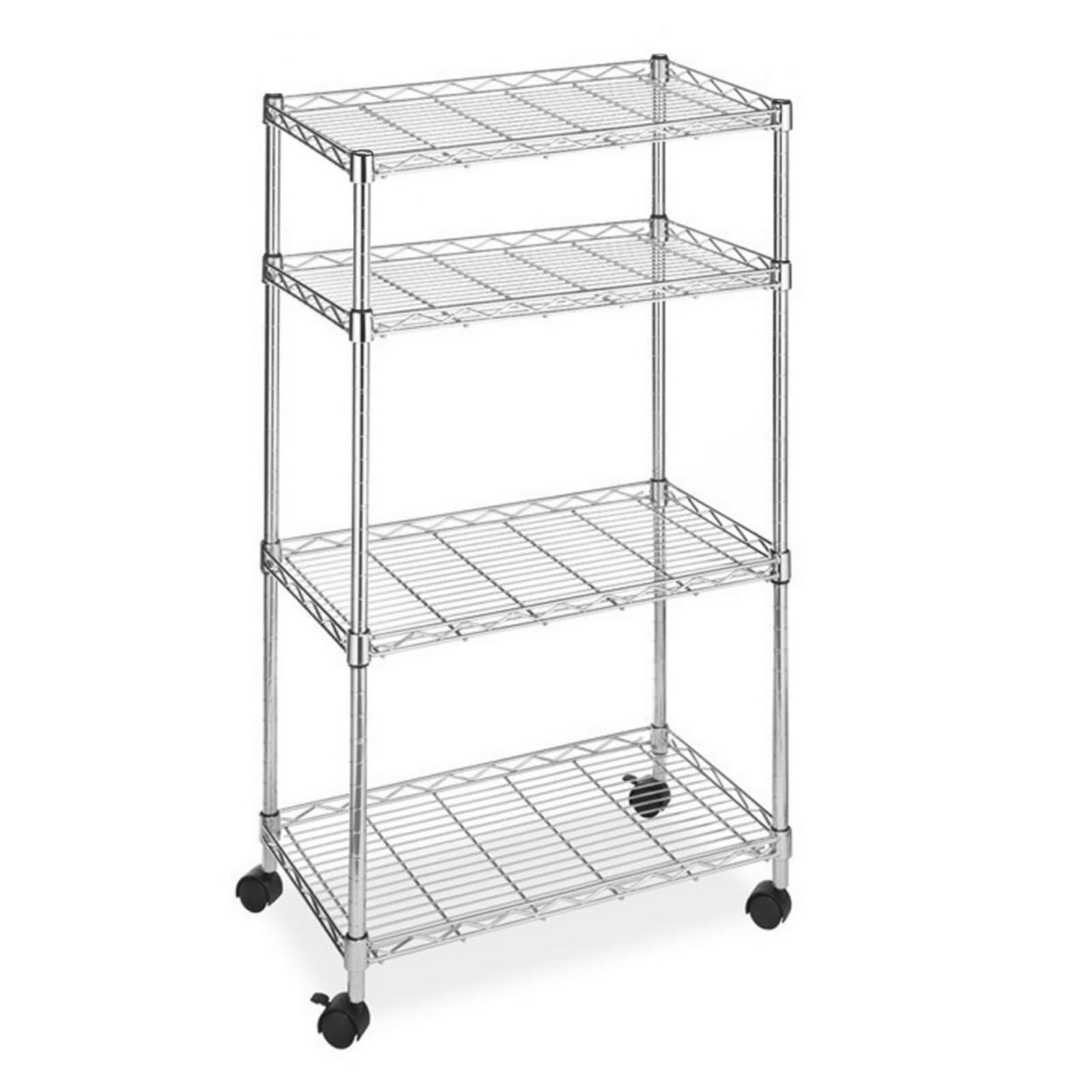 Scaffale in Metallo Scaffalatura con 4 Ripiani e Ruote Multiuso Salvaspazio in Acciaio Cromato Ideale per Casa,Ufficio,Soggiorno,Garage 90x35xH170 CM