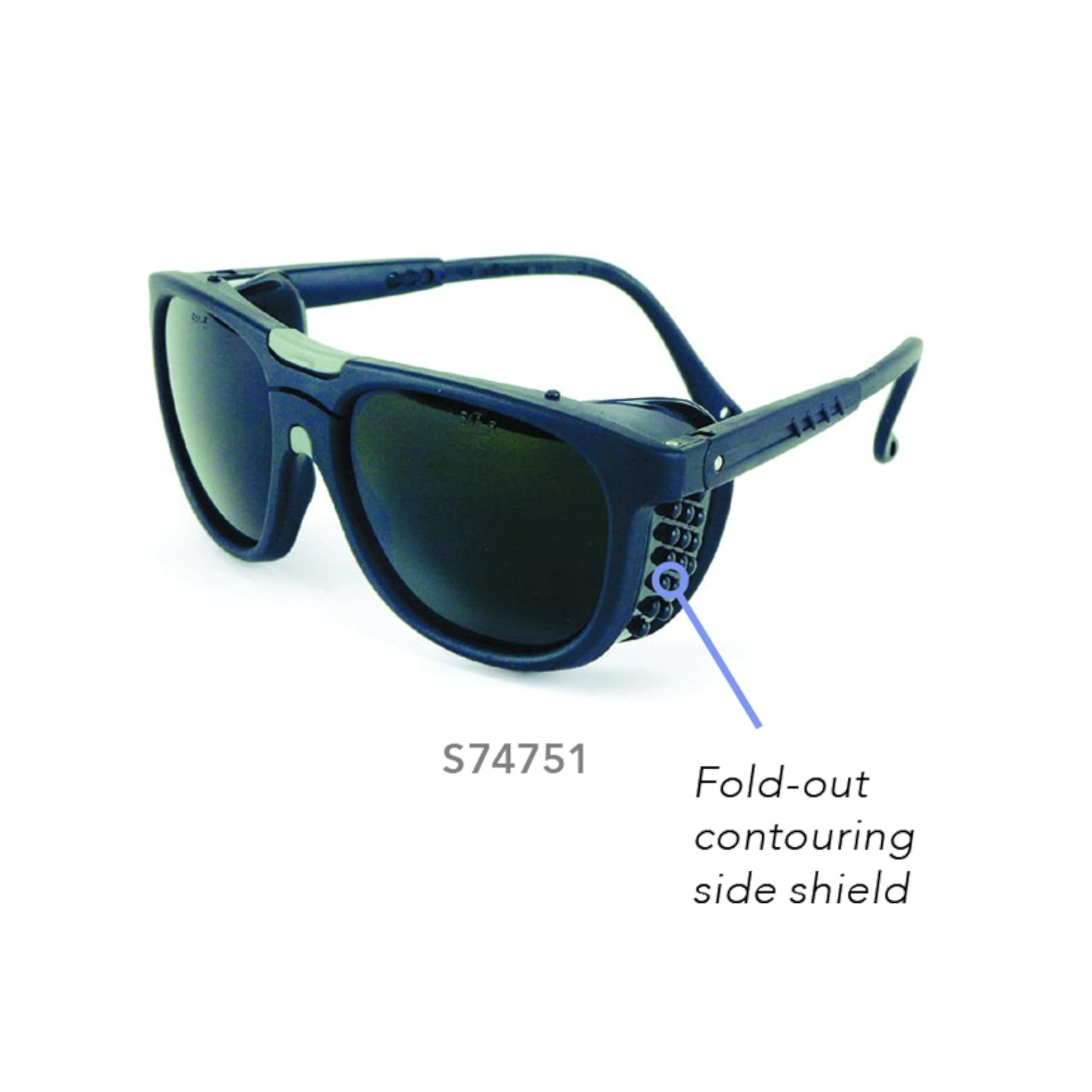 Sellstrom Gafas protectoras de la serie B5 con patillas ajustables, lente IR 5, marco negro (paquete de 12), 74751