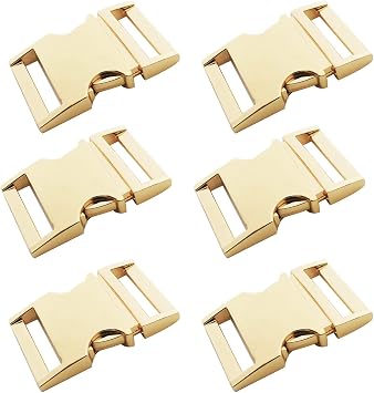 Buckle 6 pcs 5/8 inch15mm Quick Side Release Clips Metal Buckles for Straps Webbing Paracord Bracelet Dog Collar Backpack Belt, Light Gold