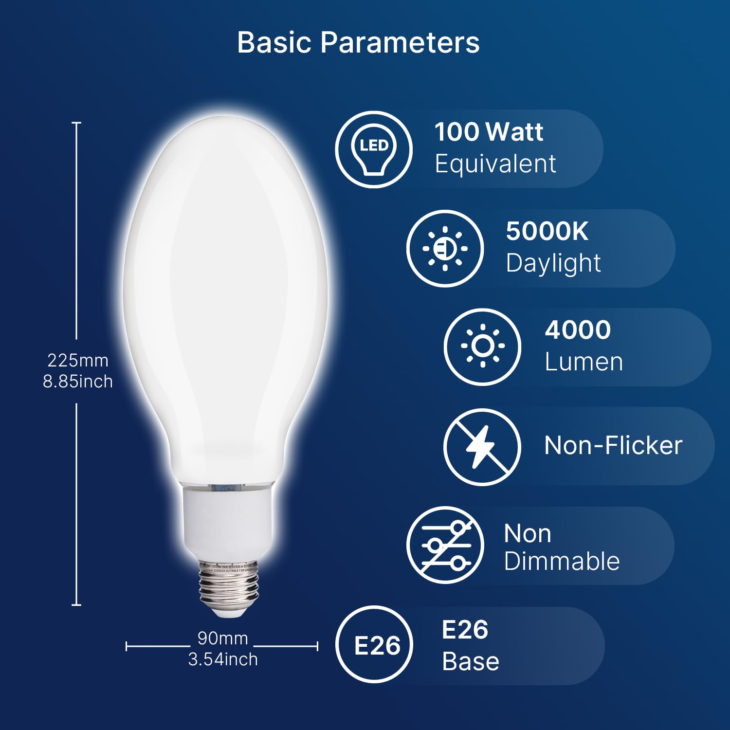 FLSNT ED28 LED Bulb 26W 4000LM, 300W Equivalent, 5000K Daylight