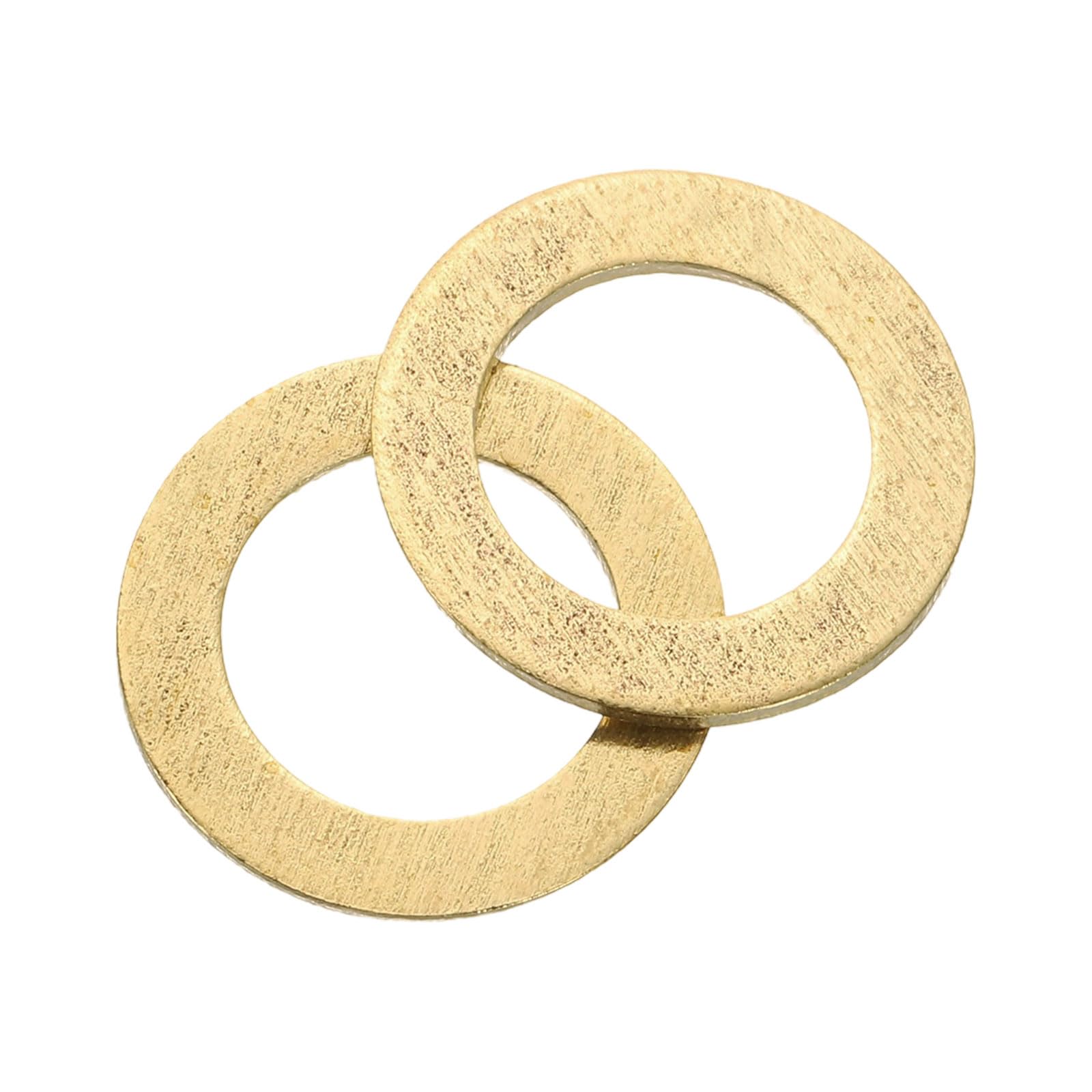 sourcing map M10 Flat Washer, 25 Pcs Brass Ring Flat Washers 16mm OD 1mm Thick Metal Sealing Gasket Ring for Screws Bolts Nuts