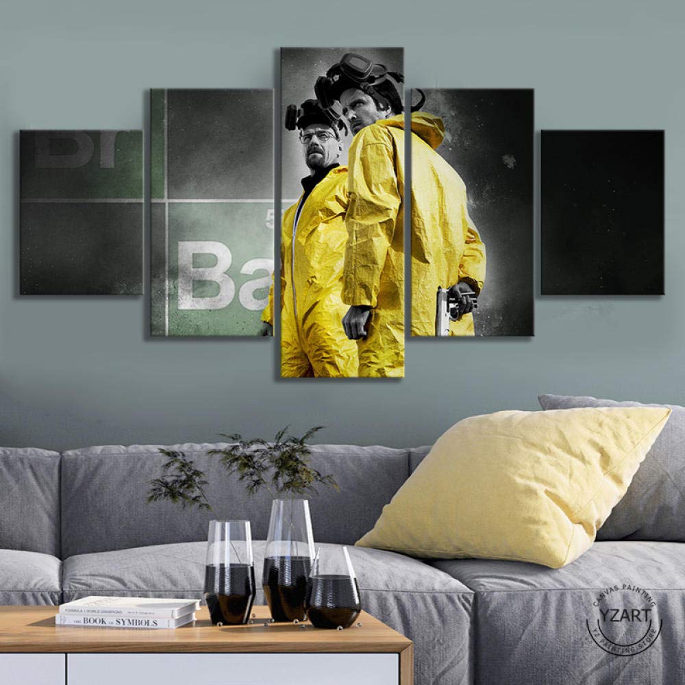 Leinwanddrucke,Modulare Wandkunst Wandaufkleber,5 Teiliges Wandbild,Breaking Bad Staffel 3,Mit Rahmen,Größe:M/B=150Cm,H=80Cm