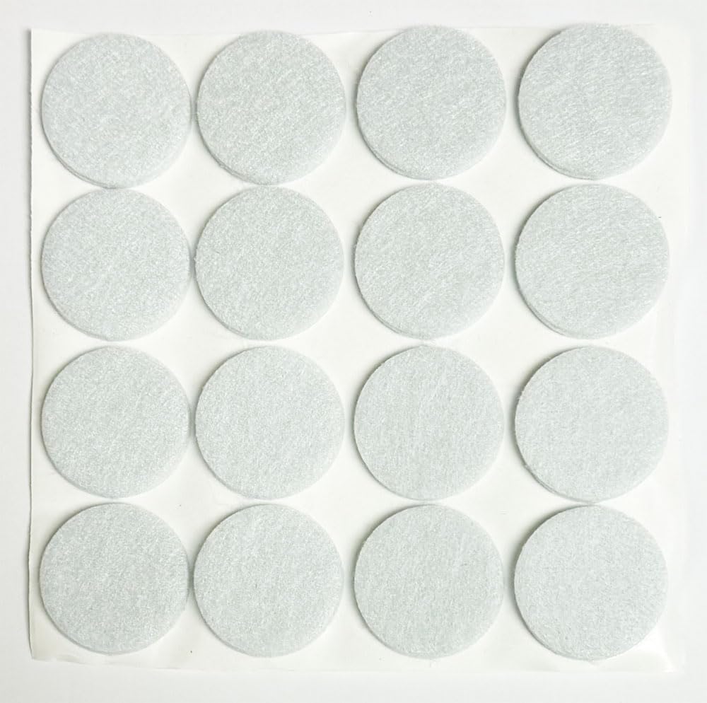 48 almohadillas autoadhesivas redondas de fieltro para muebles de 1 pulgada (blanco, 1 pulgada)