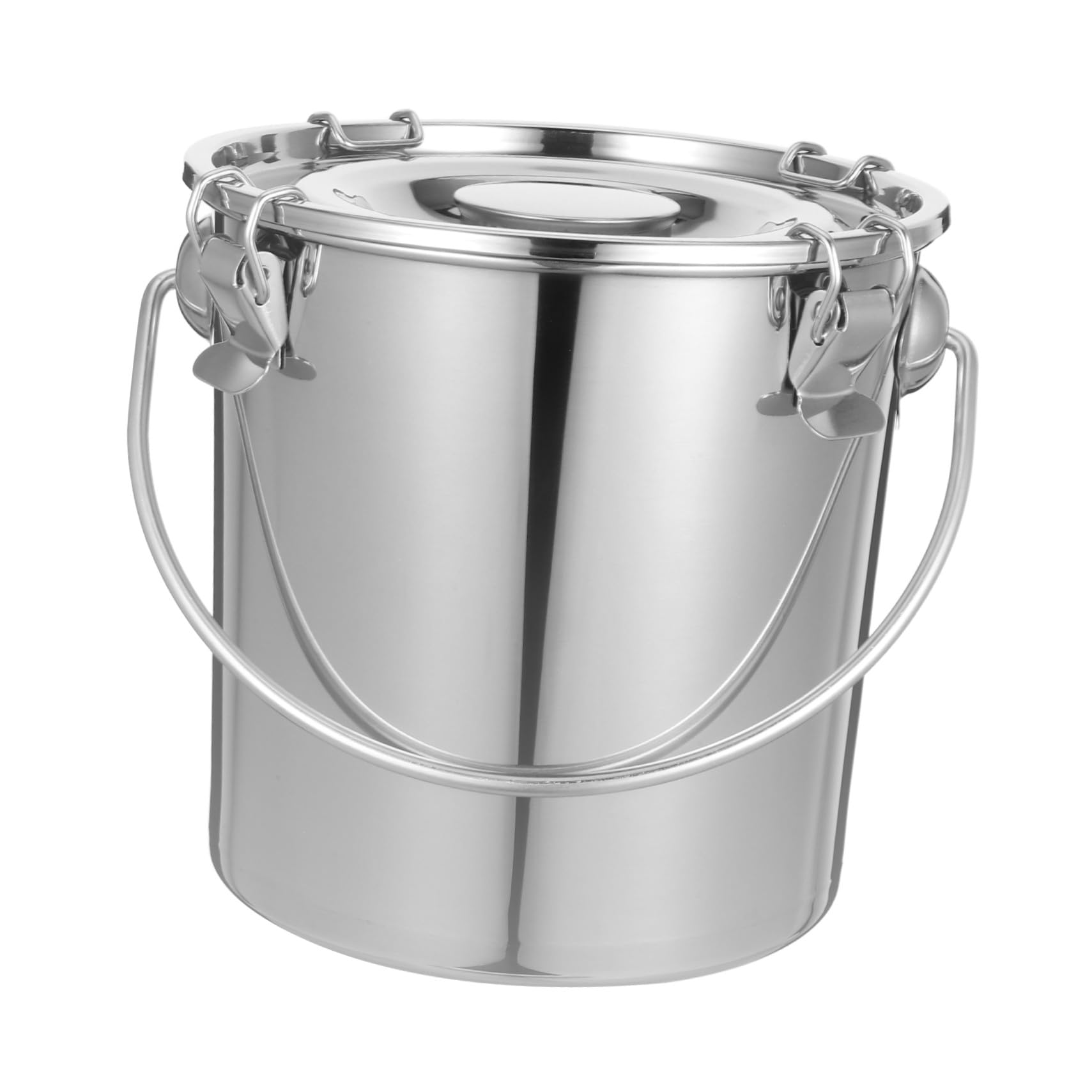 Cabilock Cubo de Acero Inoxidable de 7l con Tapa Sellada y Asa Resistente para Almacenamiento y Transporte en Camping y Escuelas, Fácil de Limpiar y Fuerte Sellado