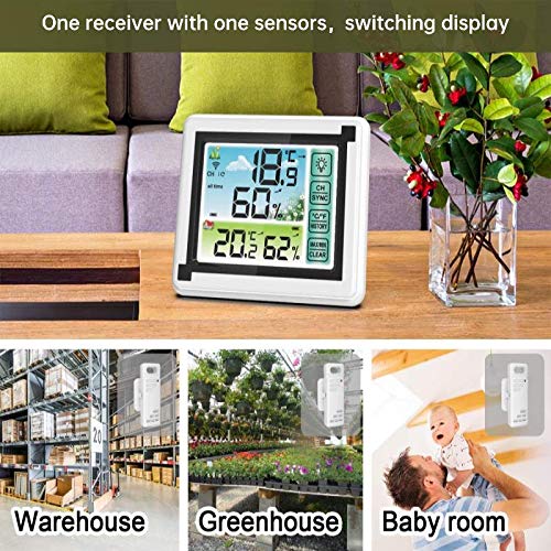 Miniatura 8 de Estación meteorológica inalámbrica para interiores y exteriores, termómetro con sensor remoto, monitor digital de temperatura y humedad con