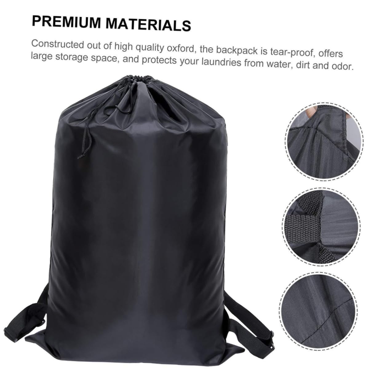Zerodeko 3stücke Polyester Wasserdichter Schwerlast-rucksack Wäschebeutel Große Aufbewahrungstasche Für Kleidung Beim Camping Und Reisen Schwarz