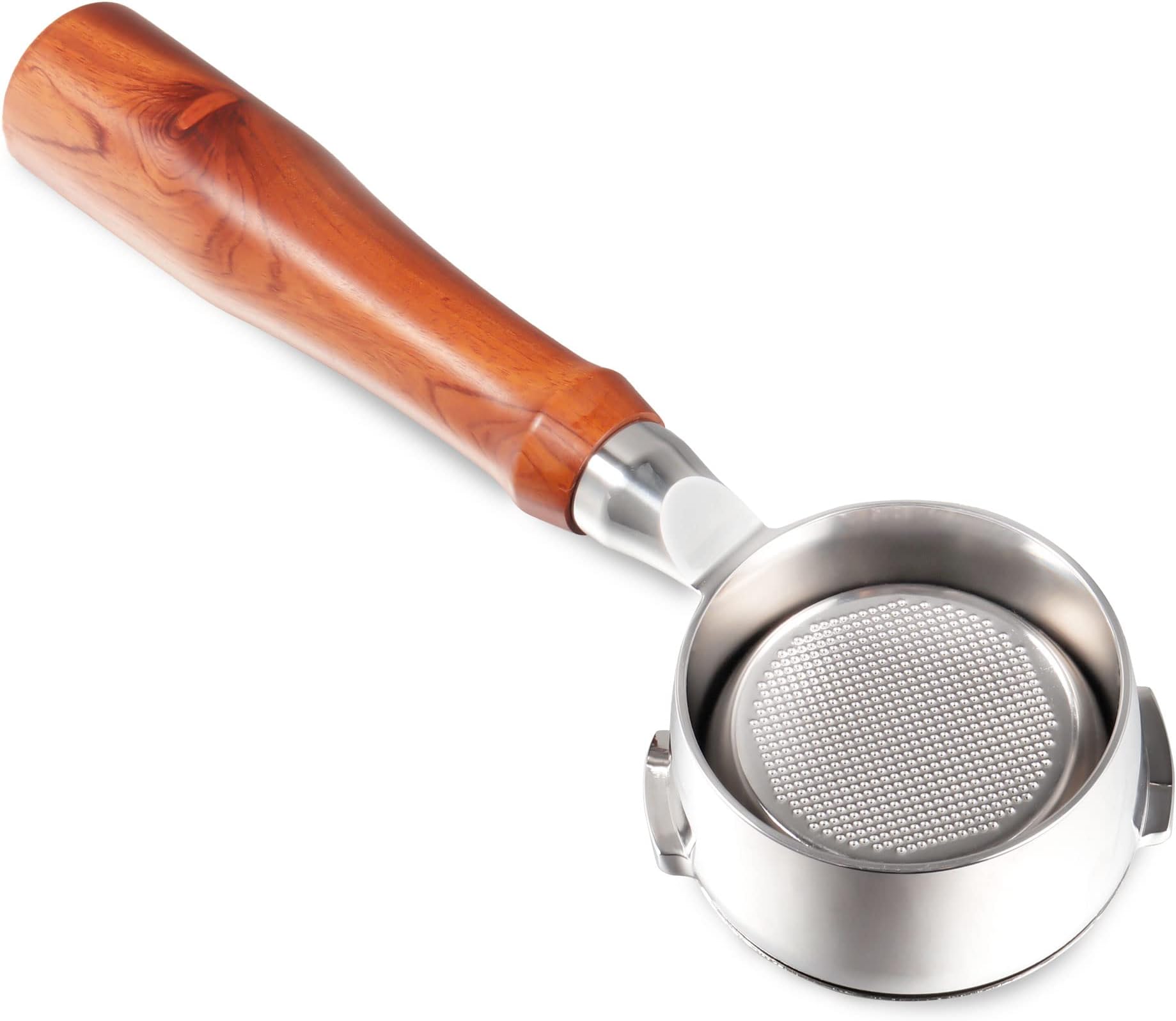 Lightzer Bottomless Portafilter for Gaggia 58mm, Naked Model with Filter Basket and Natural Wood Handle Fits Gaggia Classic Pro