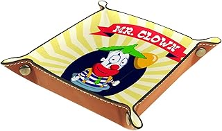 Svuotatasche in pelle, vassoio quadrato pieghevole per dadi, vassoio organizer per cassettiera per monete portamonete divertente mr. clown