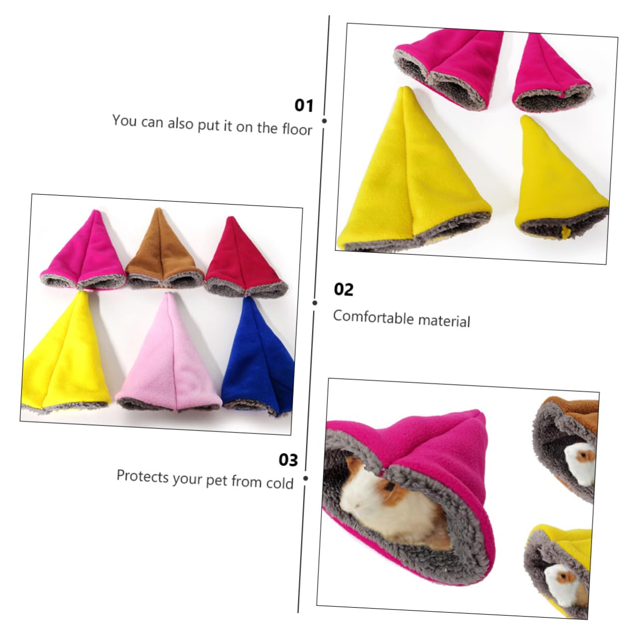 Mikikit 2Pcs Triangle Cotton Nest Bed for Pets Warm Hamster House Random Colors Adorable Design Soft and Comfortable for Hamsters Guinea Pigs Rabbits and Ferrets