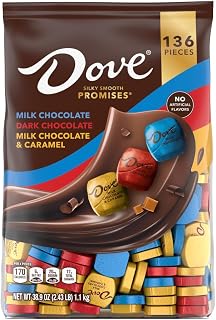 Dove Promises Assorted Chocolate Candy Bulk Bag, 136 Ct - Milk, Dark & Caramel Silky Smooth Treats
