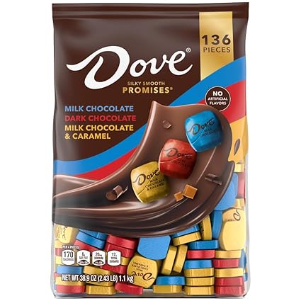 DOVE PROMISES Milk, Dark and Milk & Caramel Assorted Chocolate Candy, 136 Ct Bulk Bag