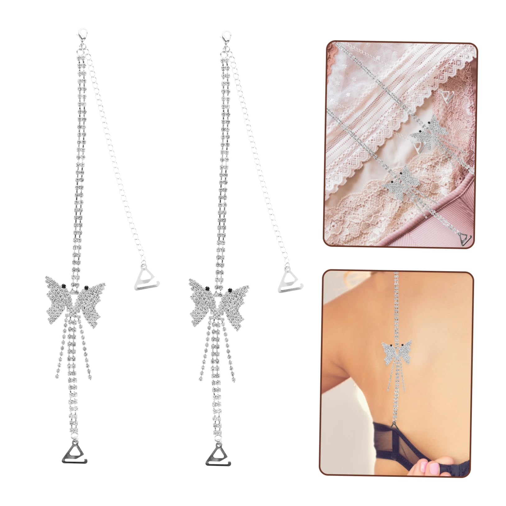 Ipetboom Cinghie Per Biancheria Intima Con Strass Regolabili Per Donna Con Strass A Farfalla Di Ricambio Per Reggiseno Da Donna Con Strass Regolabili Elastiche Con Strass