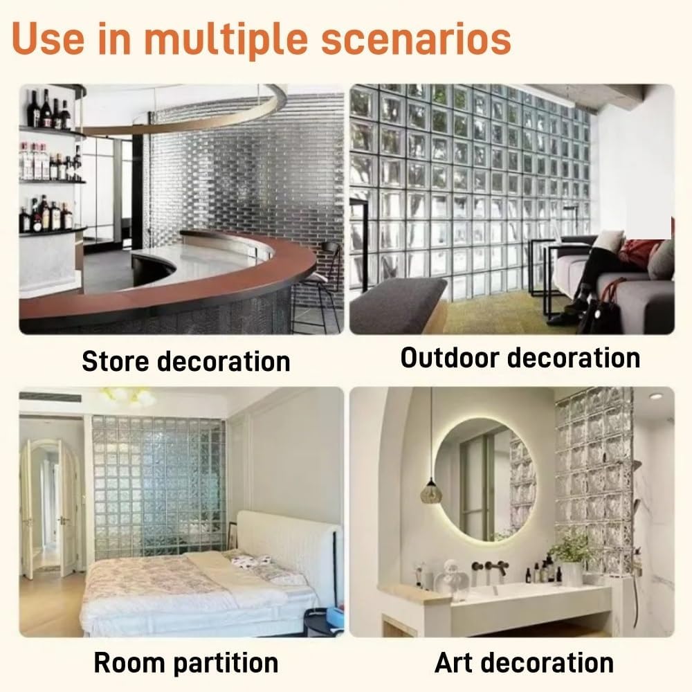 5 Pieces of Glass Bricks, Transparent Solid Glass Bricks, Decorative Glass Partition, Suitable for Indoor, Store, Outdoor(Yellow)