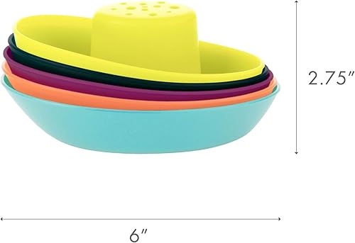 Miniatura 6 de Boon Fleet Toy Boat - Juguetes de baño para bebés, juego de juguete apilable para diversión en el baño, juguetes de bañera apilables para niños